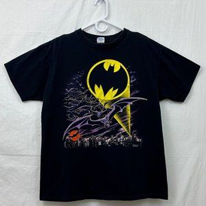 Vintage Batman 1988 Bat Signal Single Stitch Tee Unisex XL Black Royal First Cla